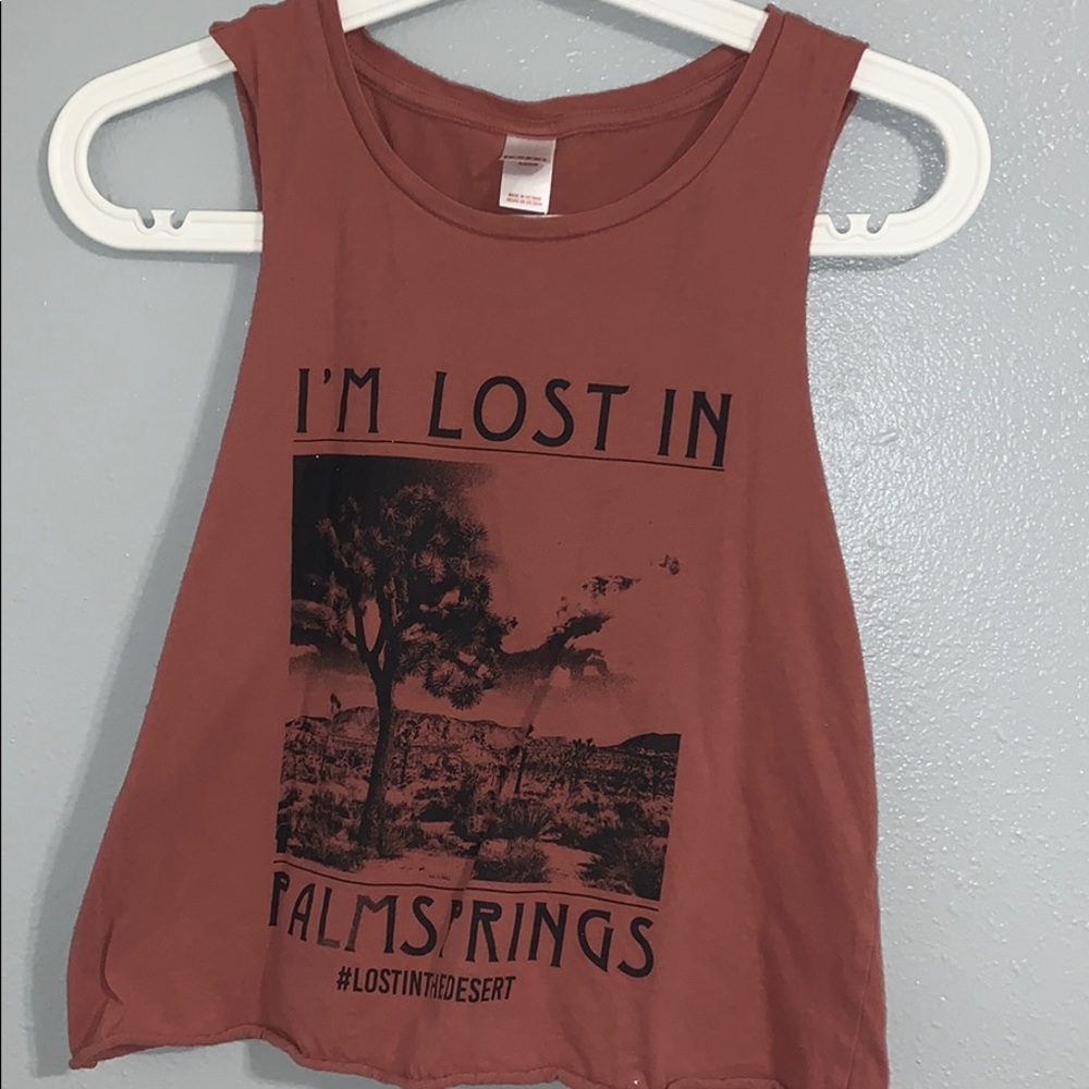 Blush Pink Graphic Cropped Tank Top